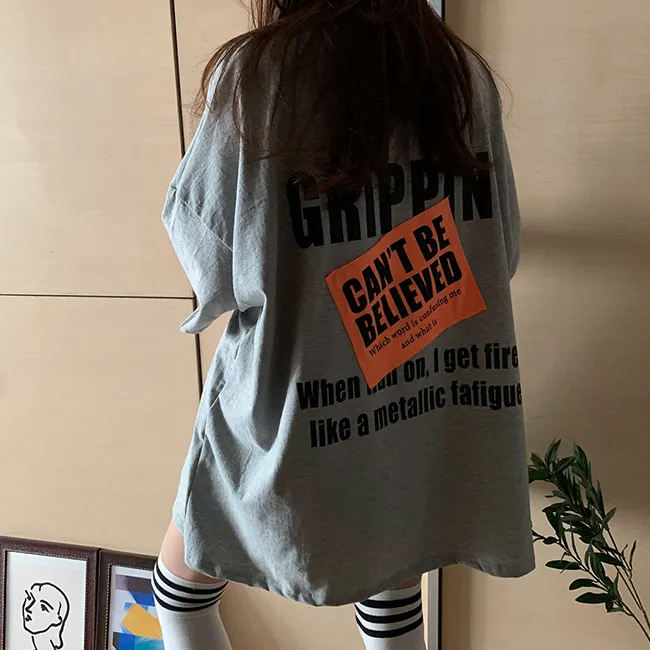 (🚀당일출발!/남여공용/빅사이즈) 루즈핏 오버 레터링 패치 반팔 티셔츠 3color 상세 이미지 10