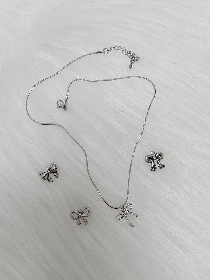 🖤주문폭주🖤 써지컬스틸 뱀줄 리본 목걸이 (4type/3size) 상세 이미지 4