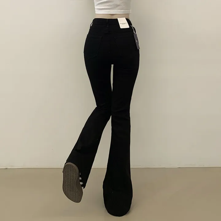 [S~2XL] 착붙핏🖤 체형보정 블랙 코튼 슬림 부츠컷 롱팬츠 키큰녀 키작녀 빅사이즈 상세 이미지 9
