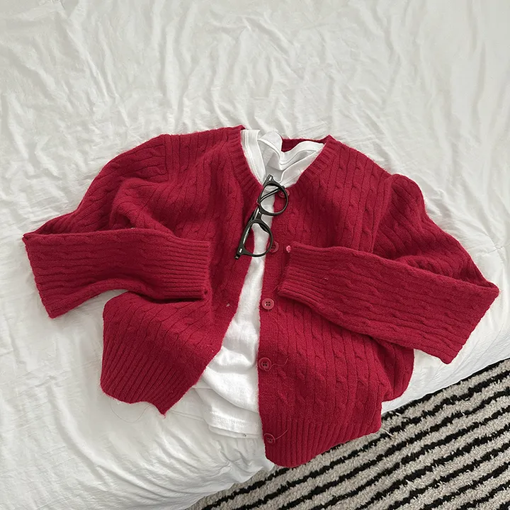 [전컬러입고!/고퀄!후기극찬❣️폭닥 케이블 꽈배기 단추니트가디건 여유핏!] 피오케이블꽈니트가디건 상세 이미지 45
