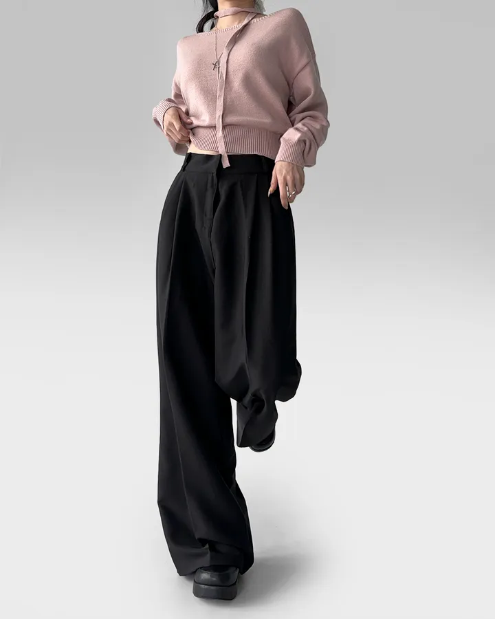 [~3XL/2기장] 르네상스 모더니즘 더블 핀턱 통 와이드 루즈핏 슬랙스 긴바지 롱팬츠 상세 이미지 27