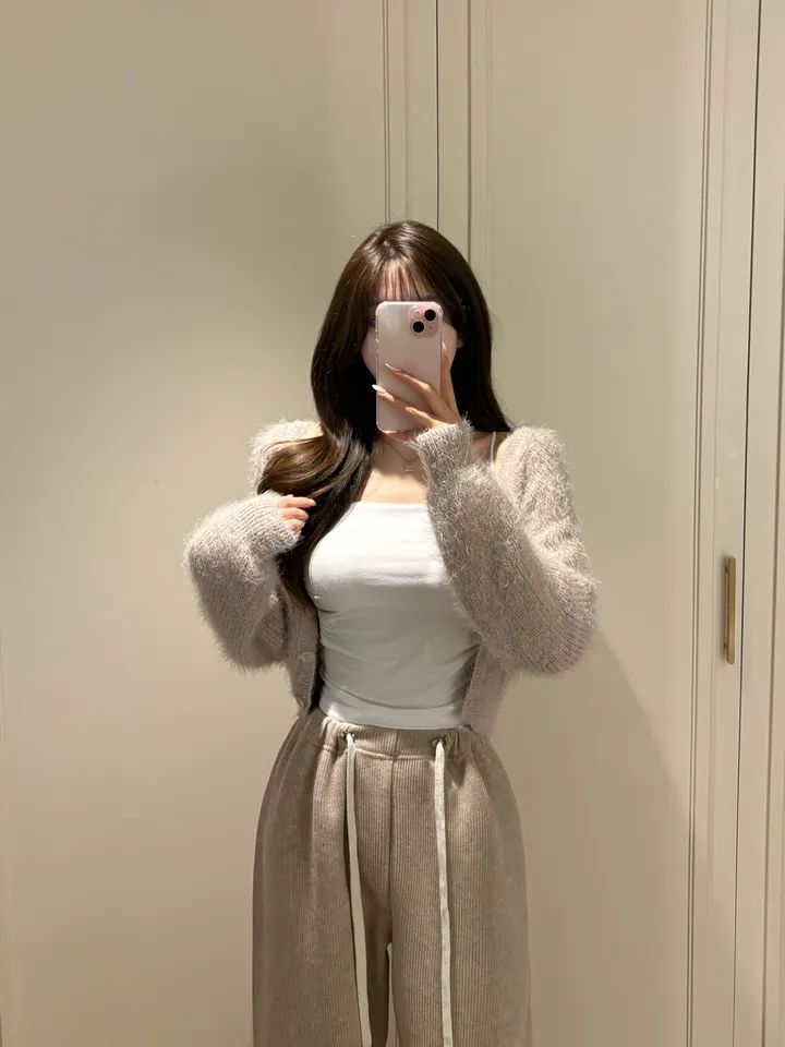[데일리/청순여리] 앙고라 세미크롭 니트 가디건 봄신상 봄가디건 (6color) 상세 이미지 1