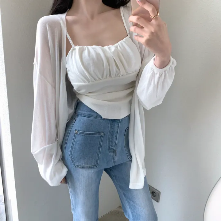 로코 셔링탑set 루즈핏 가디건 상세 이미지 2