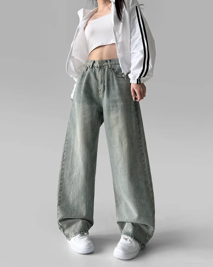 [3기장/~3XL] 스모크 워싱 와이드 정핏 일자 캐쥬얼 데일리 데님 팬츠 바지 상세 이미지 80