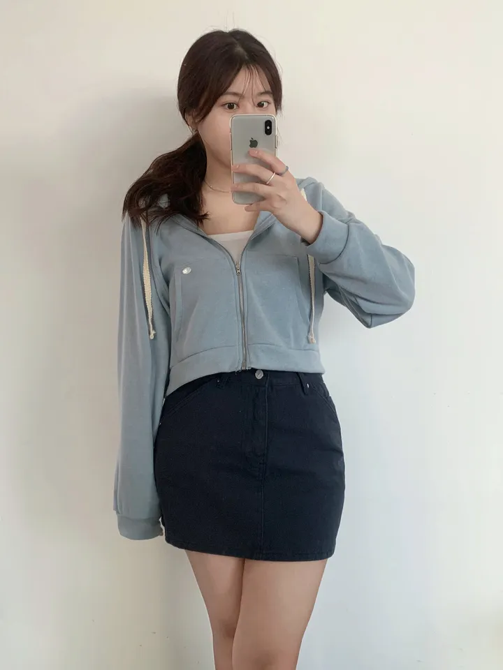 멜라운지 아크 후드 점퍼 mellounge 3col 레이스끈 패치 포인트 숏 러블리 파스텔 크롭 자켓 봄 상세 이미지 20