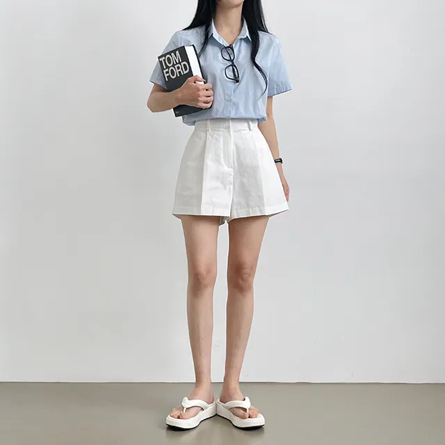 [Made/탄탄한퀄리티!] 메이비 코튼 핀턱반바지 숏팬츠 4color 상세 이미지 4