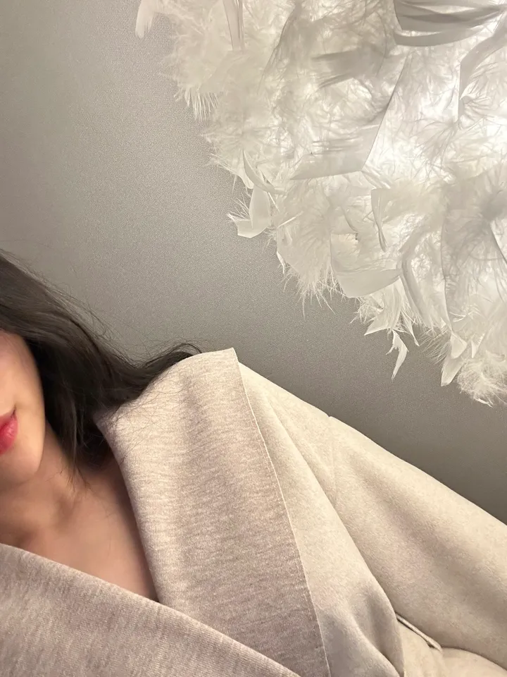 울 배색 벨트 후드 숄 코트 가디건 상세 이미지 2