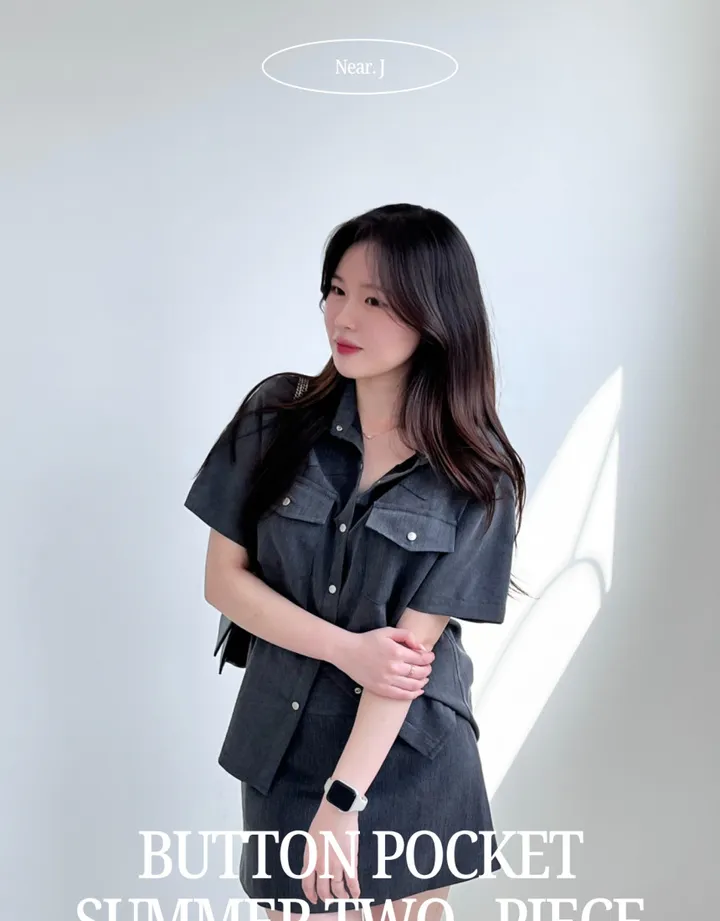 갓성비✨투피스set / 셔츠투피스 여름 남방 반팔셔츠 자켓 치마 투피스 세트 여름셋업 꾸안꾸룩 하객룩투피스 상세 이미지 1
