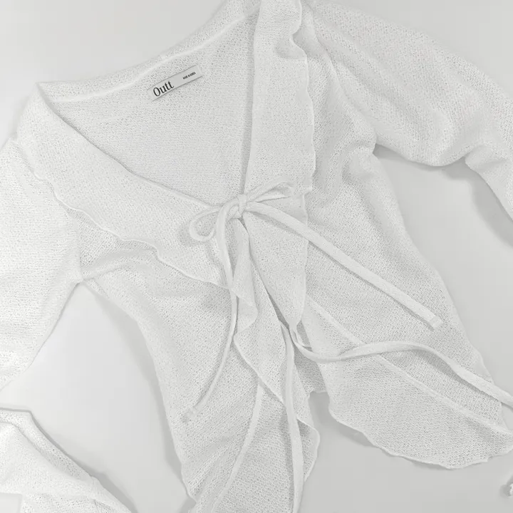 ruffle ribbon lace cardigan 러플 리본 레이스 가디건 (봄가디건, 러블리, 프릴, 니트가디건, 슬림핏, 여리여리) 상세 이미지 34