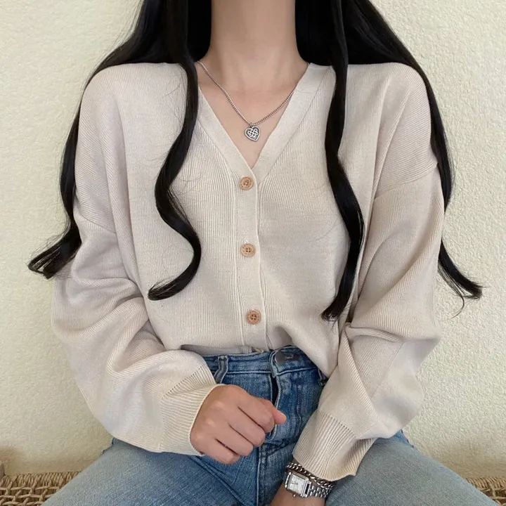 [12컬러/루즈핏] 복숭아 브이넥 단추 긴팔 가디건 상세 이미지 27