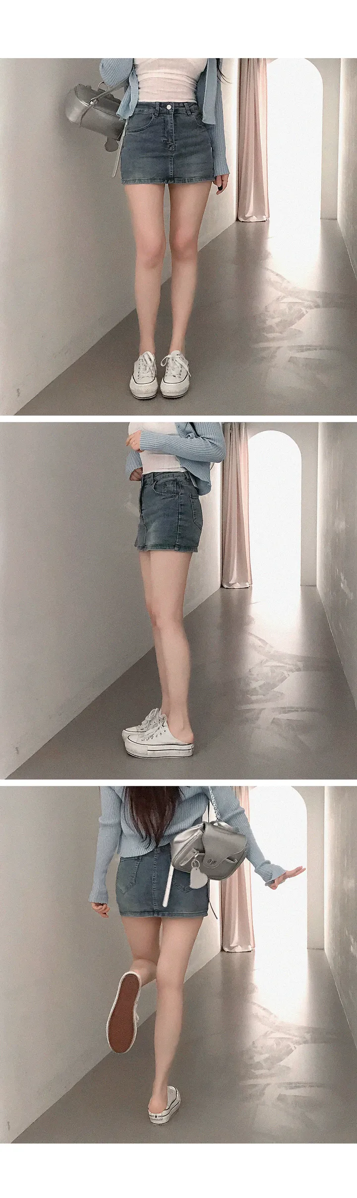 [단독진행🤍/완전착붙핏!!] 니버 하이웨스트 치마바지 바지안감 데님 미니 스커트 인생핏 초미니 봄데님 봄여름스커트 봄여름치마 봄옷 봄신상 상세 이미지 4