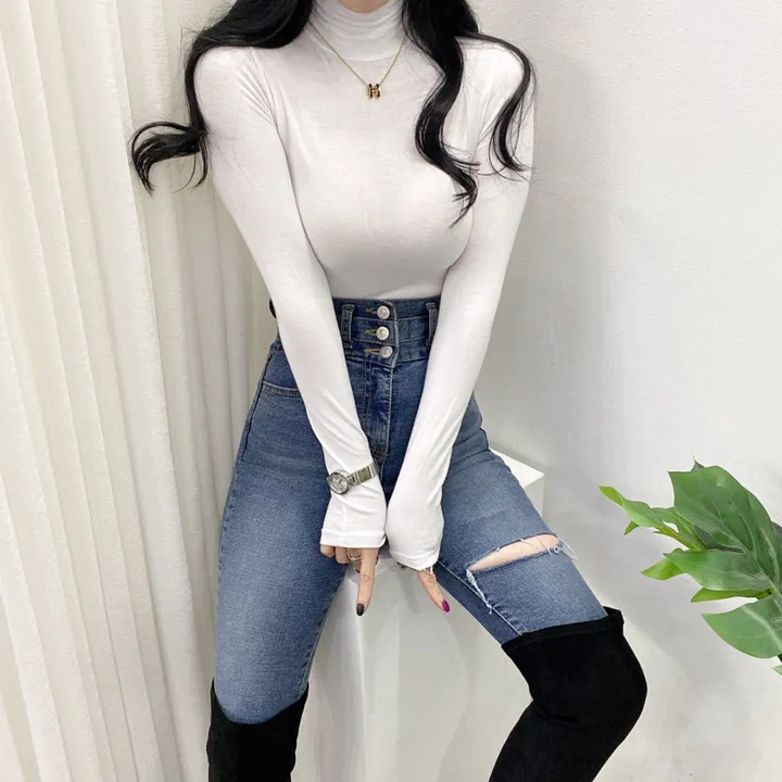 🚀당일발송🚀[6천장돌파/기모선택/묶음할인] 봄 가을 겨울 메이 부들 여리 폴라 티셔츠 이너티 상세 이미지 8