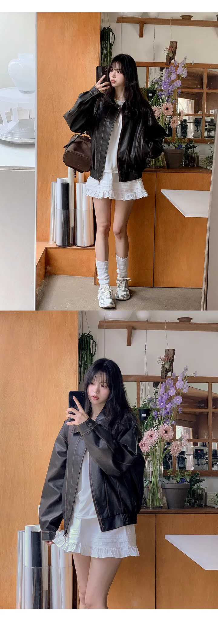 [베스트 재입고]스프링 빈티지 절개 레더 오버핏 자켓 (2color) 상세 이미지 7