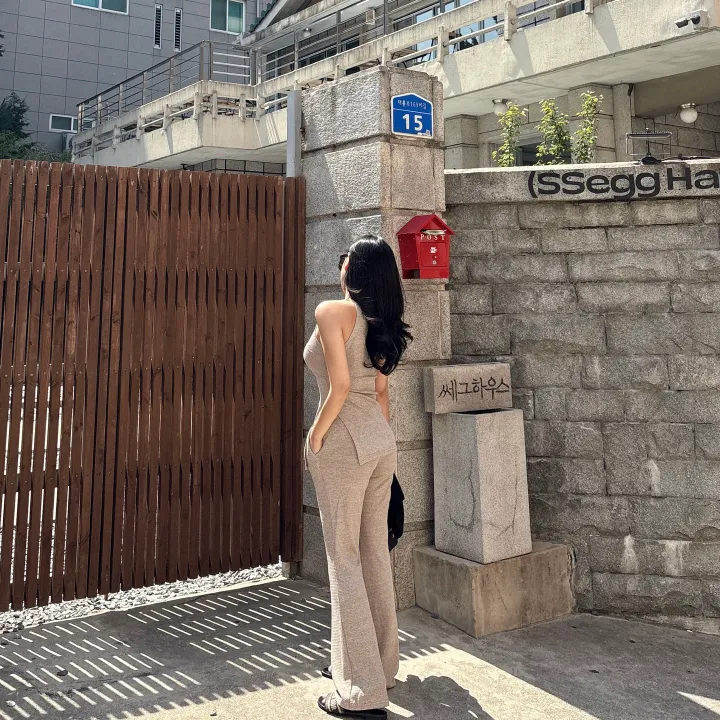 로케 글램핏 홀터넥 나시 투피스 세트   *썸머,부츠컷,밴딩,슬림,팬츠바지 상세 이미지 8