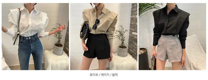 *당일배송/BEST* 이중퍼프소매 면 블라우스 상세 이미지 2