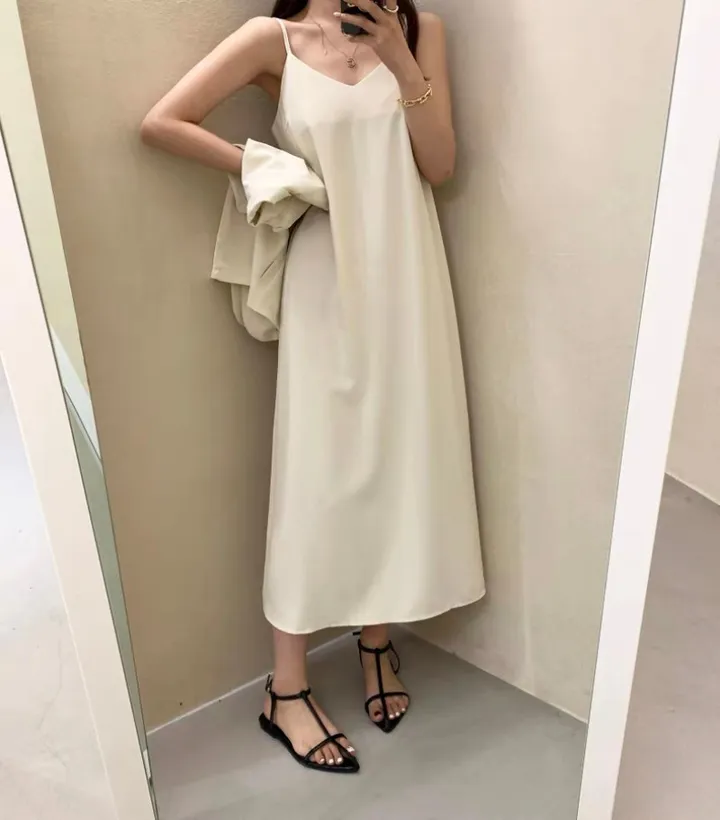 [투피스🚚당일발송]- 데일리 린넨 크롭 반팔 자켓+슬림 나시 롱원피스 투피스세트 상세 이미지 11