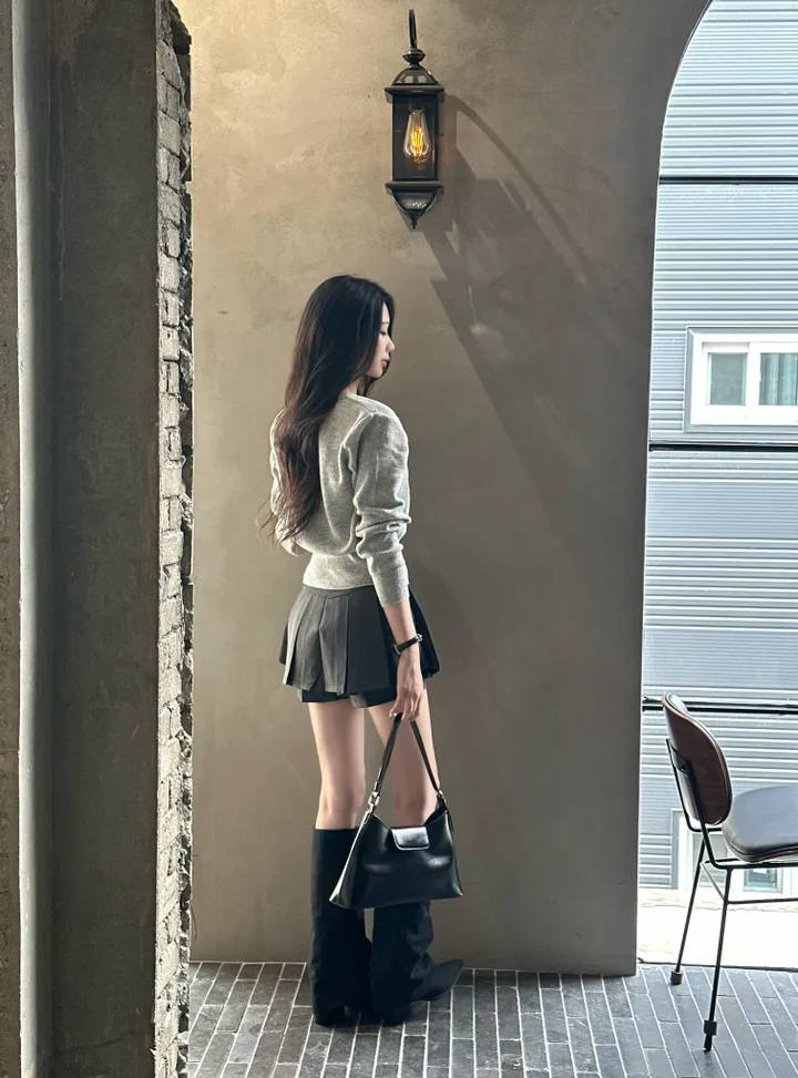[단독*에이블리f/w신상/모델극찬/기본템정석*]심플베이직데일리니트가디건 -5color(아이보리,연브라운,블랙,연그레이,진그레이) 상세 이미지 34