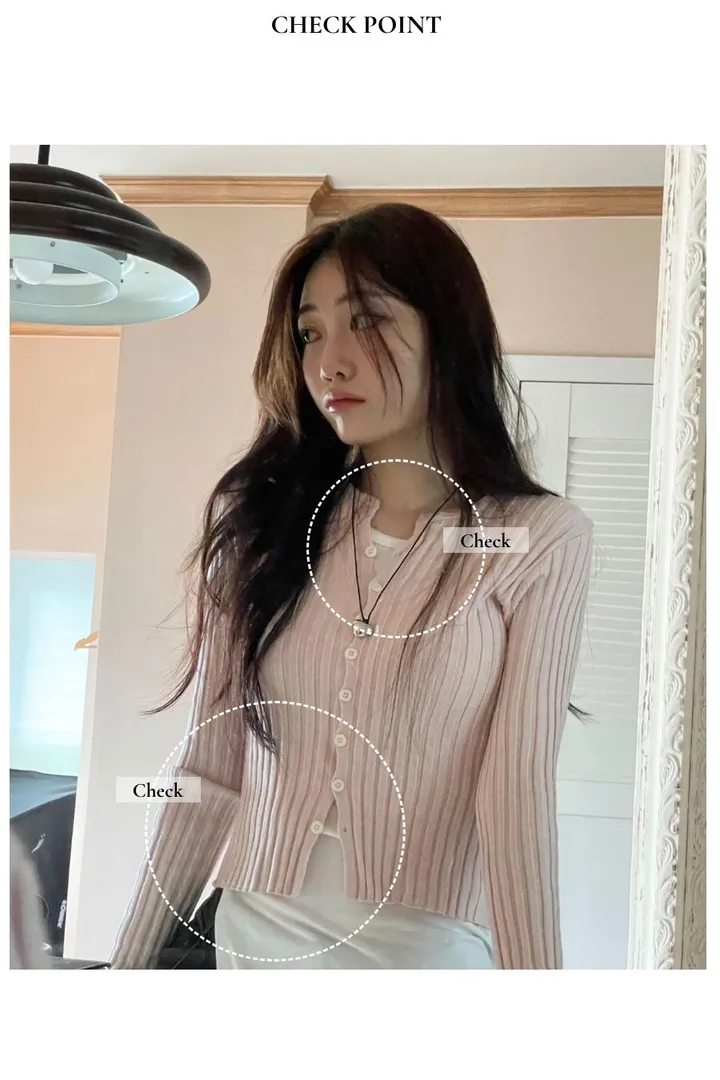(부드러워요!) 5color 로제 소프트 골지 텐션 슬림핏 버튼 롱슬리브 니트 가디건 상세 이미지 13