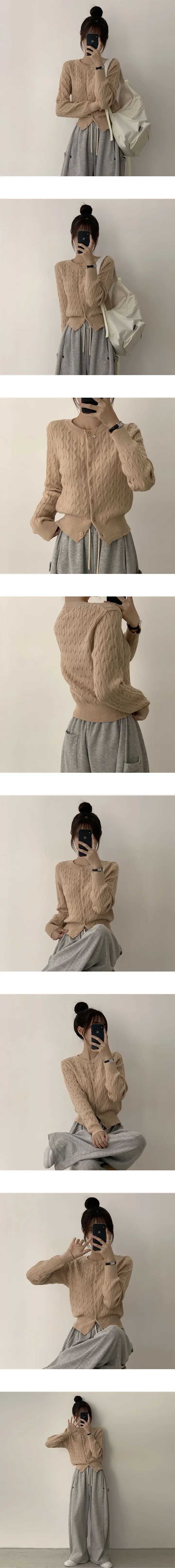 [슬림핏/인생 꽈배기] 가을 꽈배기 가디건의 정석, 라운드 가을 베이직 기본 긴팔 가디건 Y2K 아우터 8color 상세 이미지 8
