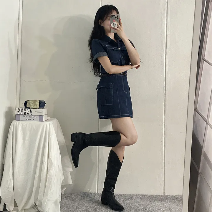 [남방+스커트 SET] 스킬 데님 반팔 남방 셔츠 + 데님 카고 스커트 투피스 세트 (단품or세트구매/2color) 상세 이미지 21