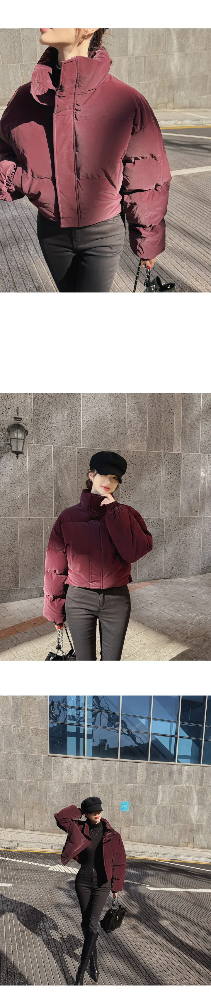 [무광레더/매트질감/어깡❌/고퀄/5col] 노라트 하이넥 카라넥 스냅버튼 지퍼 웰론 페이크레더 매트 무광 레더 크롭 패딩 상세 이미지 47