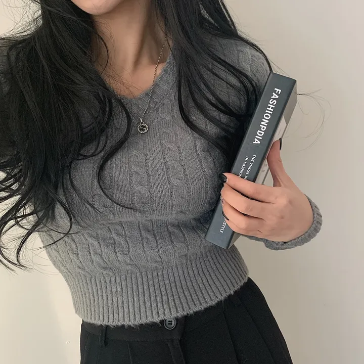 [허리보정2탄] 에브리데이 꽈배기 브이넥 니트 ;4col 상세 이미지 5