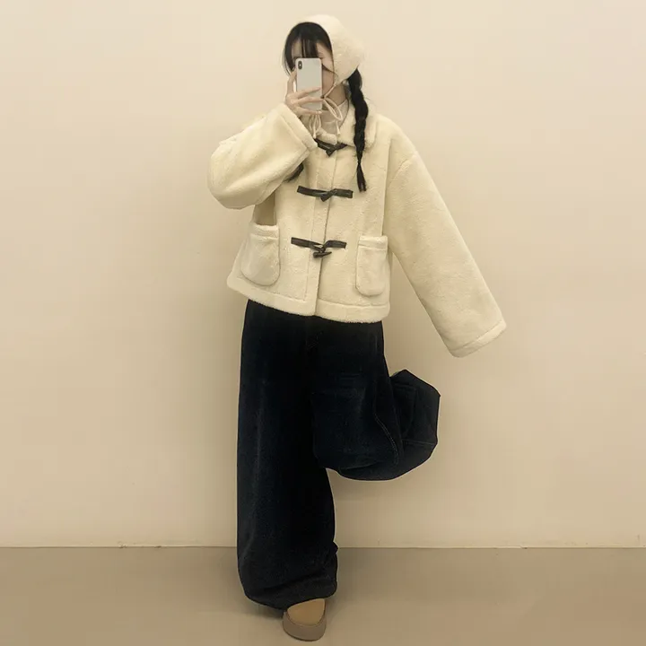 [귀여움/아방핏🧸] 도톰포근~ 양털 뽀글이 떡볶이 더플 자켓 테디베어 숏코트 상세 이미지 20