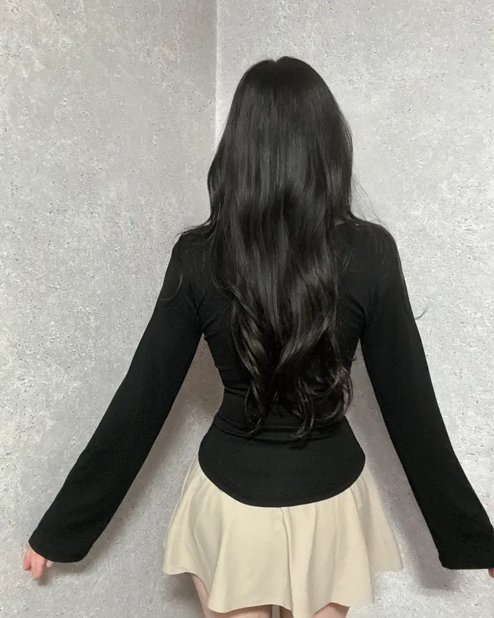 *long버전[팔뚝삭제허리잘록골반생성]긴팔U넥 유넥 팔뚝널널 팔뚝커버 밑단굴림 팔뚝살 원단보장 팔뚝소멸 데일리 꾸꾸 꾸안꾸 데이트 캐주얼 여리핏 청순 여리여리 롱슬리브 상세 이미지 18