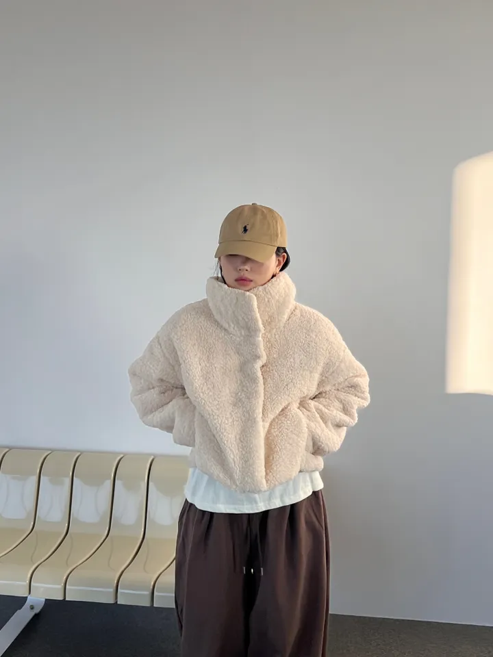 교복템 - 뽀글이 크롭 하이넥 양털패딩 - 점퍼 상세 이미지 31