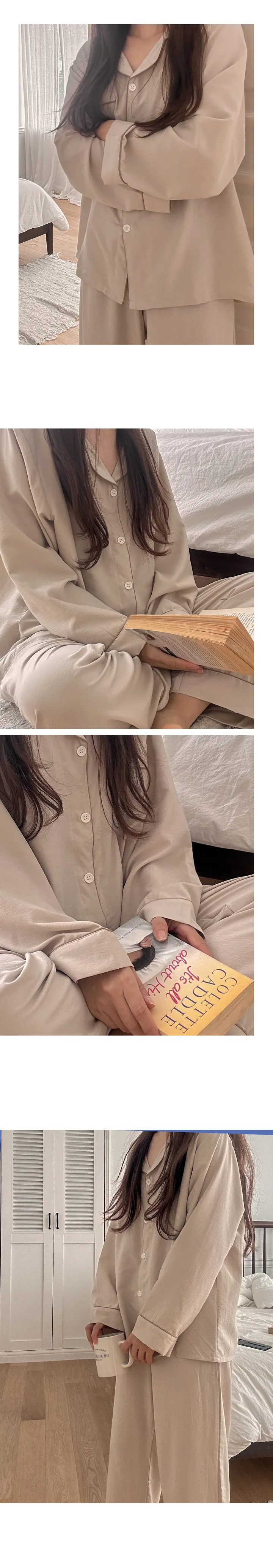 🌷 2만장 돌파🙏 당일발송 H.made✔ 베르니 무지 커플 잠옷 봄 가을 긴팔 파자마 세트 7color 상세 이미지 18