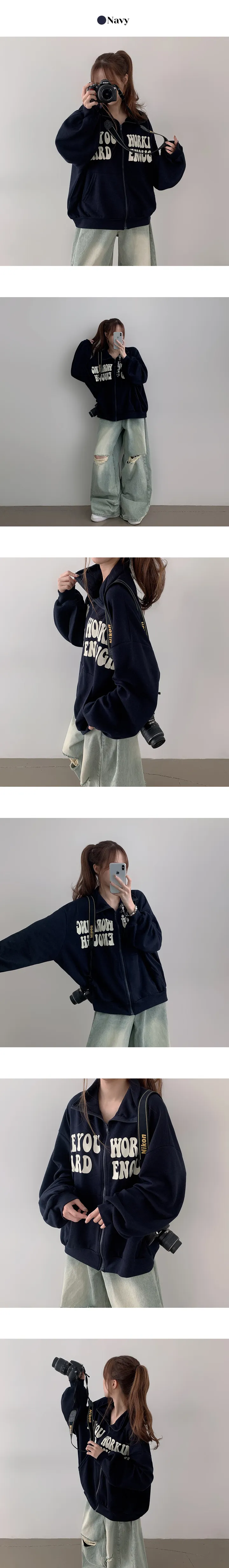 [힙한무드!/교복템/간절기] 워킨 오버핏 배색 프린팅 집업 (3color) 3일만할인 상세 이미지 22