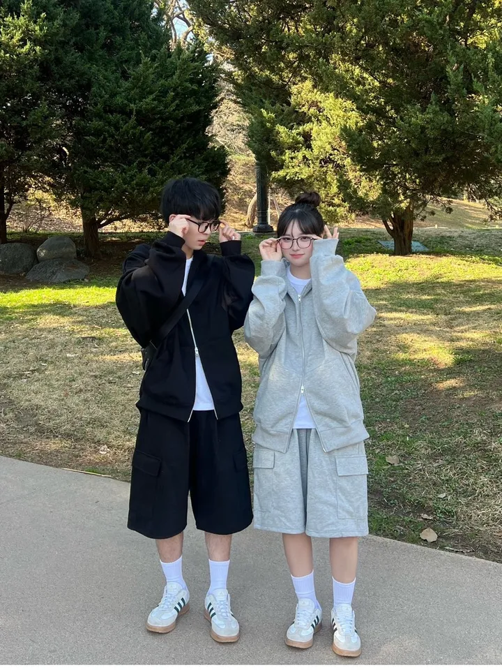 🌼당일출고🌼💗2000장 돌파💗[고퀄 핏대박/7Color/신상] 빅사이즈 투웨이 후드집업 카고 버뮤다 팬츠 트레이닝 세트 커플룩 시밀러룩 오버핏 꾸안꾸 트레이닝복 상세 이미지 53