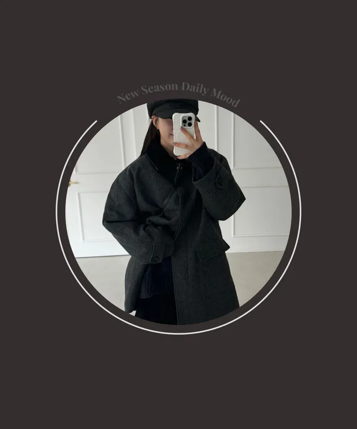 [겨울코트🖤/연말룩✨] 헤링본 울 누빔 코트 상세 이미지 5