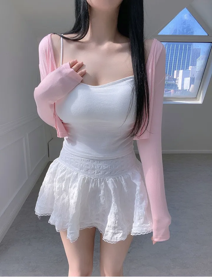 [당일출고]부들부들 스판 브이넥 데이지 크롭 단추 가디건 4컬러 상세 이미지 12