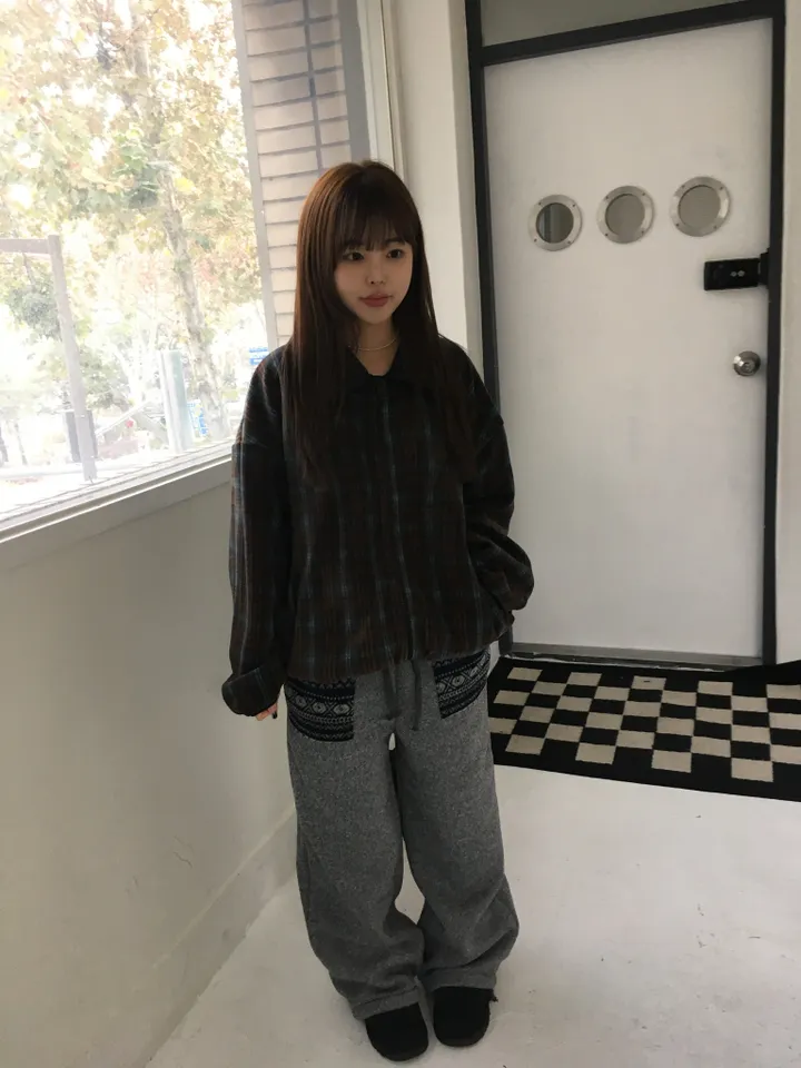 (2 color) 도쿄 체크 후리스집업 상세 이미지 10