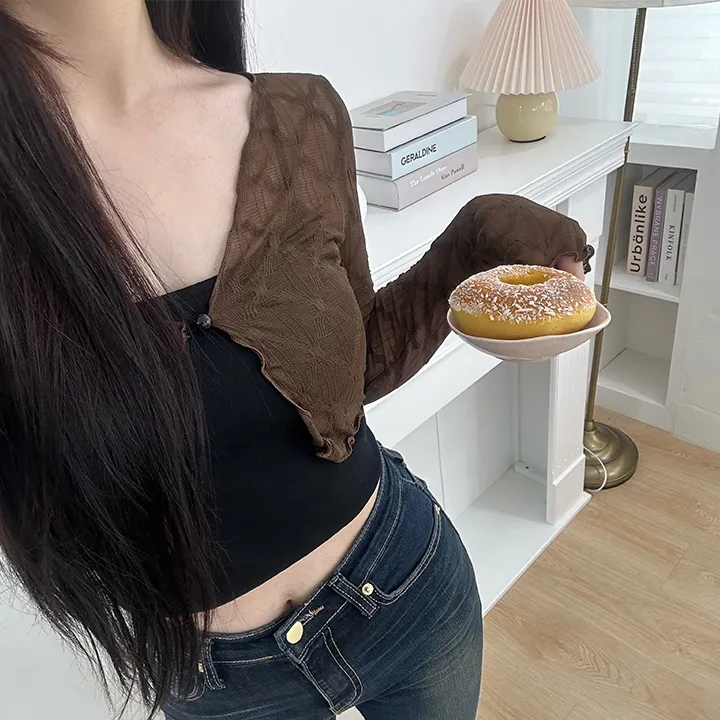[살안타템/주문폭주] 다이아 시스루 크롭 물결 가디건 상세 이미지 16