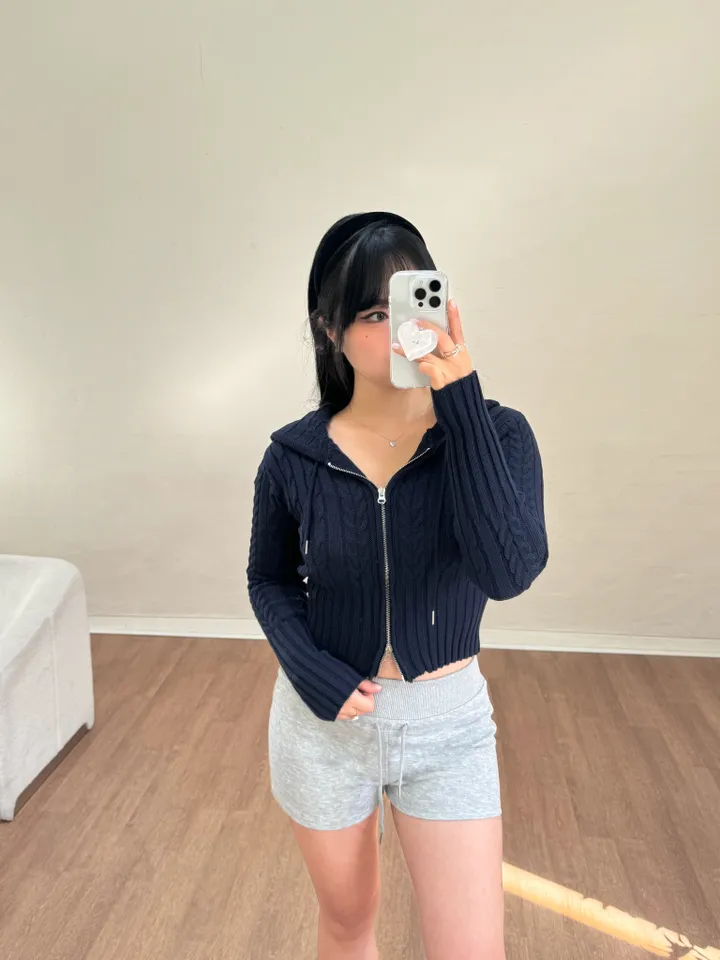 [~77/핏보장]비비 꽈배기 투웨이 니트후드집업 니트집업 상세 이미지 11