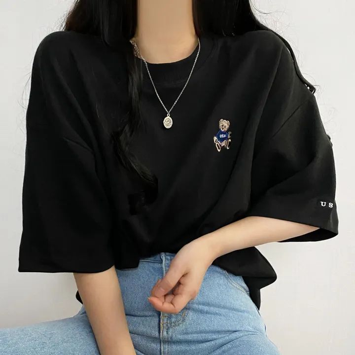 [예쁨/데일리] 베어 라벨 자수 오버핏 반팔티T 상세 이미지 38