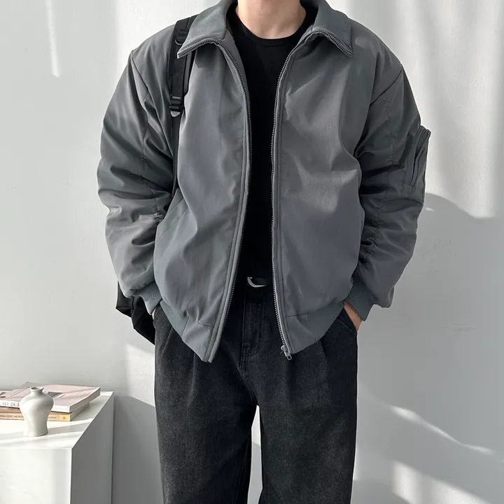 핏보장 남녀공용 숏패딩 집업 오버핏 아우터 잠바 패딩 점퍼 오버핏스탠드넥항공점퍼 상세 이미지 6