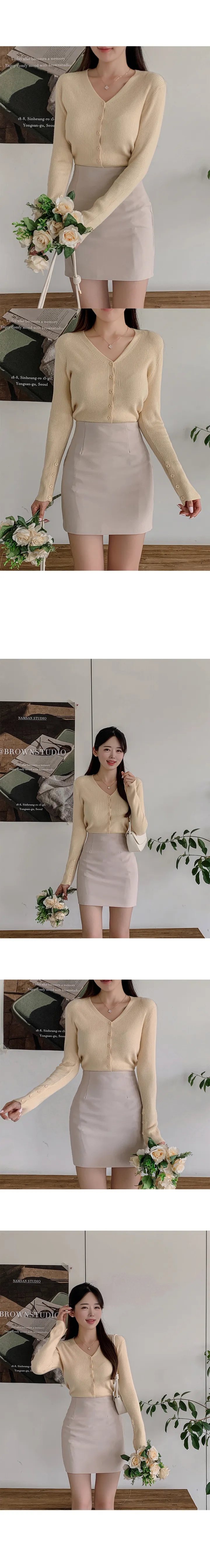 [소매단추/여리핏메이커🌺] 뉴비엔 브이넥 골지 슬림 긴팔 버튼 니트 가디건 상세 이미지 7