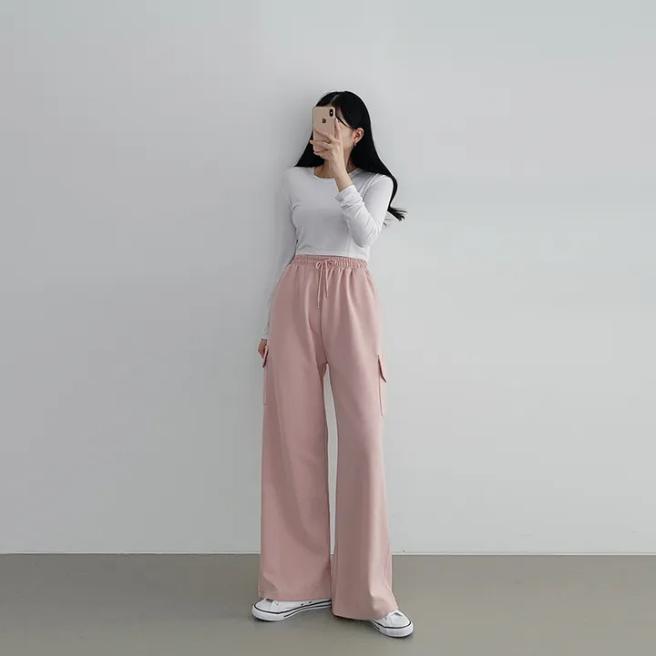 10가지 파스텔색감 숏앤롱 카고 트레이닝 와이드 팬츠  P0008040 상세 이미지 38