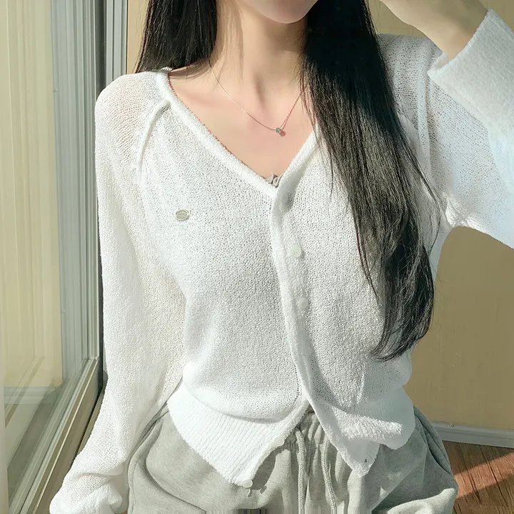 [여름신상💗] 부클 파스텔 팬던트 심볼 브이넥 여름 가디건 - 6color (파스텔/펜던트/와펜/나그랑/긴팔/브로치/쭈리/꾸안꾸/데일리/베이직/그물) 상세 이미지 11