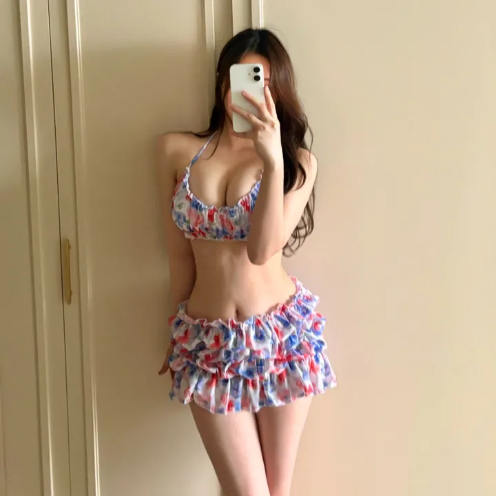 (M-XL) 캉캉비키니 주름 탱키니 쓰리피스비키니 스커트비키니 상세 이미지 13