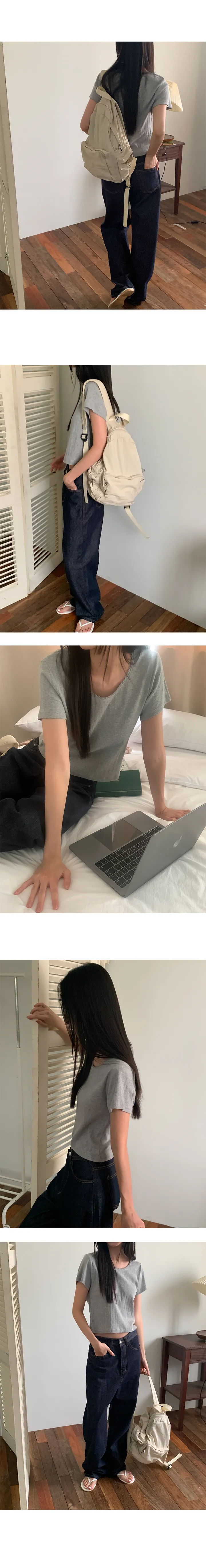 [블랙,화이트당일/인기/팔뚝살커버/핏예쁨] 위시 골지 레이스 반팔 티셔츠 상세 이미지 5