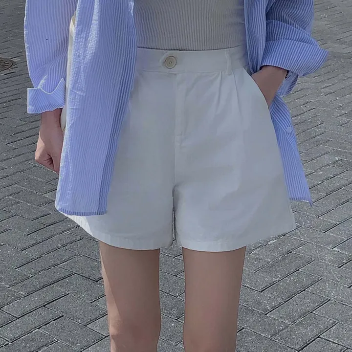 [화이트 비침X/🤍1천장돌파]츄리닝보다 편한, 비죠 원버튼 코튼 숏팬츠 상세 이미지 9