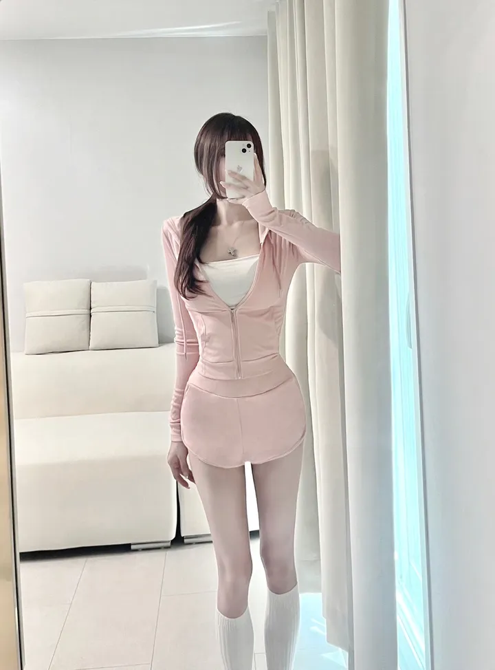 [허잘골넓핏] 슬림 트레이닝 후드집업 돌핀 팬츠 투피스 세트 (8color) 상세 이미지 8