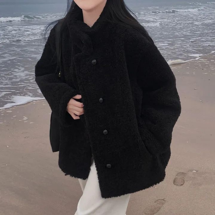 [왕아방핏🤎/주문폭주✨]후회없는 선택,푸들 양털 오버핏 하프 스웨이드 퍼자켓,코트 상세 이미지 54