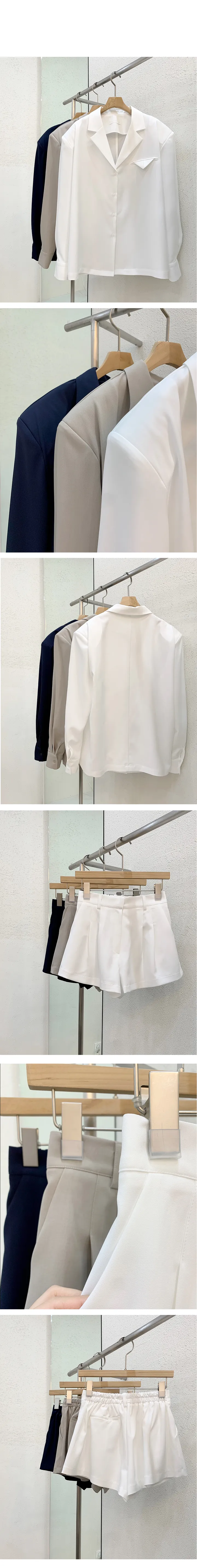 [주문폭주/자켓+팬츠SET] 쇼이 오버핏 셔츠자켓 반바지 팬츠 세트 3color 투피스 점프수트 어깨패드 루즈핏 숏 미니 셋업 정장 오피스룩 하객룩 상세 이미지 5