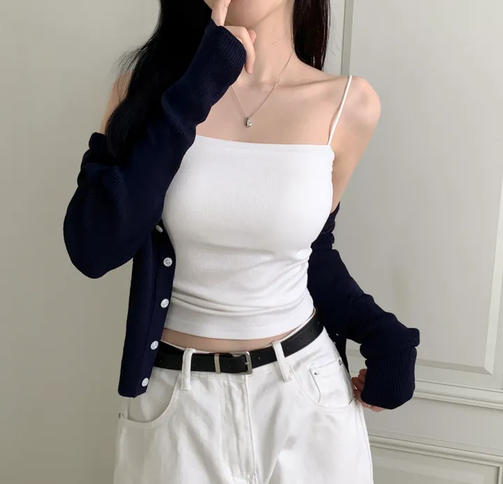 [슬림핏!/색감맛집ꢭ] 뮤어 슬림 여리핏 라운드 레이어드 골지 긴팔 가디건 페미닌 간절기 아우터 데이트룩 쫀쫀스판 상세 이미지 7