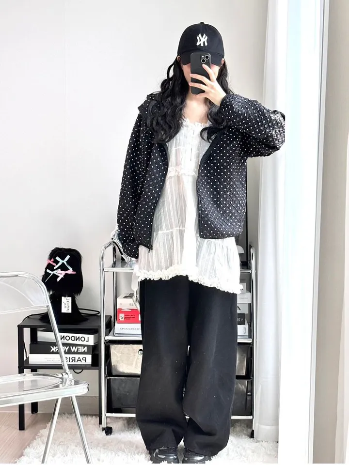 💝인기아우터💝주문폭주[봄아우터] 엔티JP 엠보 도트 후드 집업 /떙땡이/바람막이/봄/여름/아우터/얇은집업 - 2color 상세 이미지 32